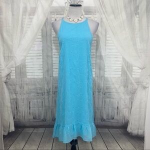 Lauren Ralph Lauren Light Blue Eyelet Sleeveless Shift Dress Pullover High Low